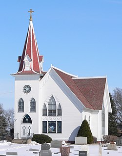 SW 1. JPG'den Aziz John Evanjelist Lutheran Kilisesi (Kronborg, Nebraska)