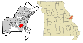 St. Louis County Missouri Incorporated and Unincorporated areas Kirkwood Highlighted.svg
