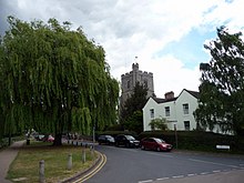 St Augustine, Broxbourne with the New River in foreground