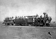 Steam locomotive 'Pioneer' on the Western Railway construction site between Roma and Mitchell, ca. 1885 Steam locomotive 'Pioneer' on the Western Railway construction site between Roma and Mitchell, ca. 1885.jpg