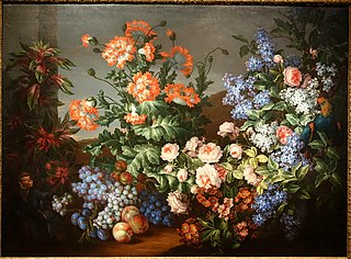 Still Life with Flowers, Fruits, a Parrot and a Monkey