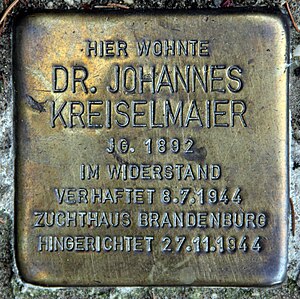 Stolperstein für Johannes Kreiselmaier in der Goethestraße 3 in Berlin-Schlachtensee