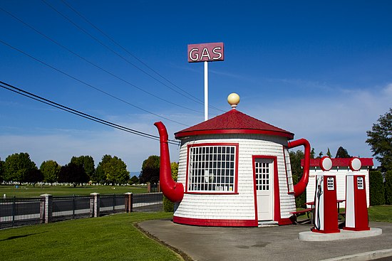 The Teapot Dome Service Station, built in 1922 in Zillah, Washington.