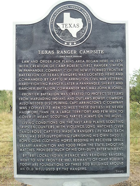 File:Texas Historical Marker for the Roberts Camp in Blanco Canyon.jpg