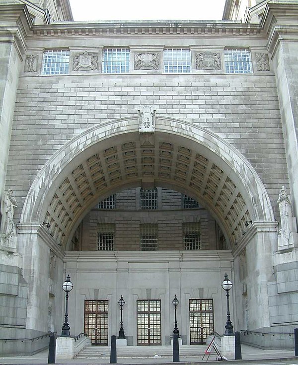 The archway, showing the GMW infill extension built for MI5