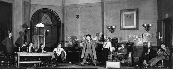 The press room of the Chicago Criminal Courts Building