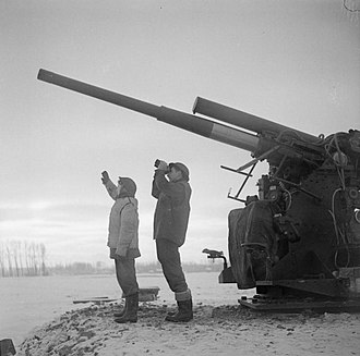 3.7-inch HAA gun of a Mixed HAA battery in Belgium, January 1945. The Campaign in North West Europe 1944-45 B13527.jpg