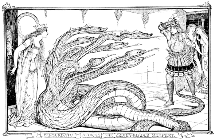 Bensurdatu attacks the Seven-headed Serpent