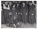 Thomas Edison placing plaque on ground while a crowd including Mina Edison and Harvey Firestone look on at Panama-Pacific (50cba2e37c07486c95e054a81afc7abc).jpg