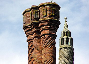 Thornbury Castle chimney detail: brick chimney...