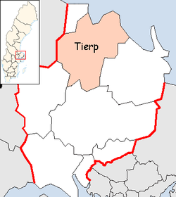 Община Тиерп на картата на лен Упсала, Швеция