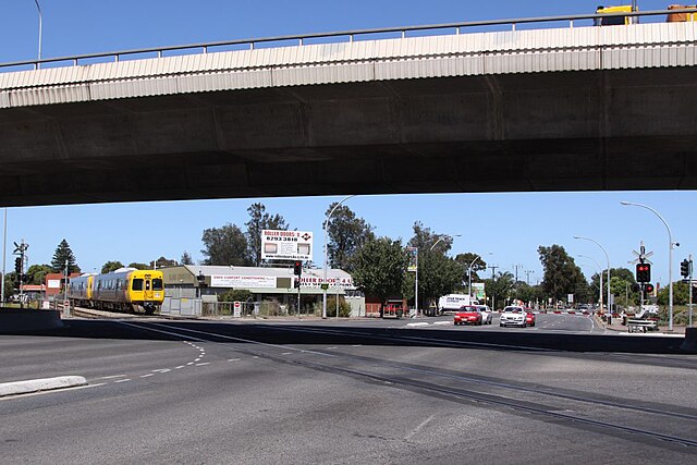 The South Road overpass at Cross Road / Emerson Station.