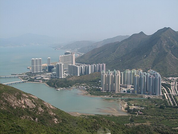 Tung Chung New Town and Tung Chung Bay seen from the Ngong Ping 360 cableway