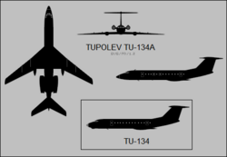 Tupolev Tu-134 three-view silhouette.png
