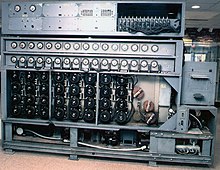 US Navy bombe. It contained 16 four-rotor Enigma-equivalents and was much faster than the British bombe. US-bombe.jpg