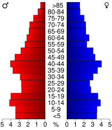 2000 census age pyramid for Douglas County USA Douglas County, Illinois age pyramid.svg