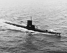 Torsk underway on 15 January 1965 after her Fleet Snorkel conversion USS Torsk underway January 1965.jpg