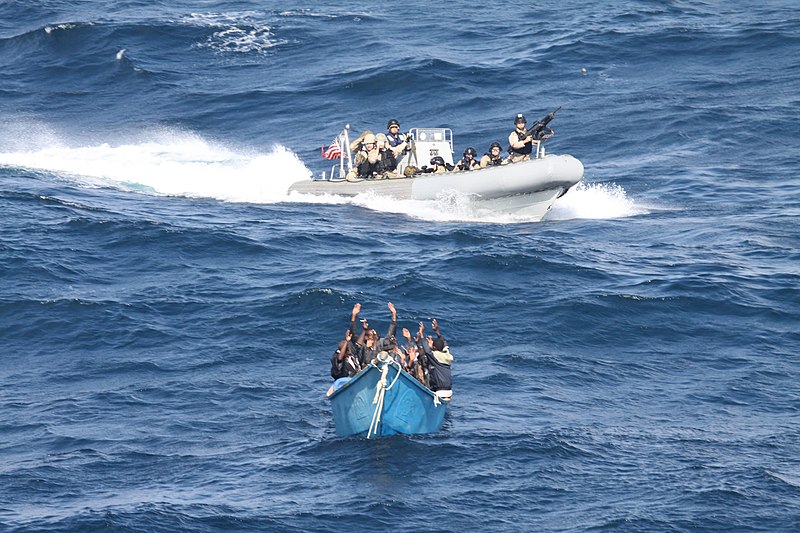 File:US Navy 111219-N-ZZ999-070 A visit, board, search and seizure team from the guided-missile destroyer USS Pinckney (DDG 91) approaches a suspected p.jpg