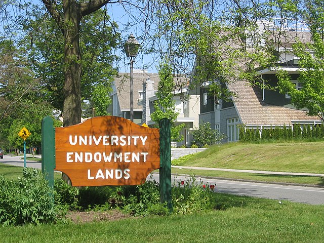 A University Endowment Lands welcome sign on Northwest Marine Drive