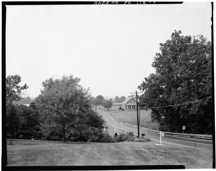 File:VIEW OF SOUTH APPROACH, ALLENTOWN ROAD - Allentown Road Bridge, Spanning Skippack Creek on Allentown Road, Franconia, Montgomery County, PA HAER PA,46-FRANC,1-1.tif