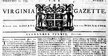 Virginia Gazette 10 februari 1775.