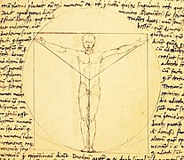 Een Vitruvian Man prototype door Giacomo Andrea, 1480er jaren