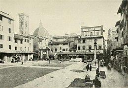 La Piazza del Mercato después de la demolición de los puestos, circa 1869-1890.