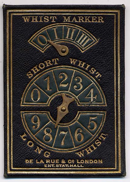 A 19th-century whist marker by the British printing Co. De La Rue.