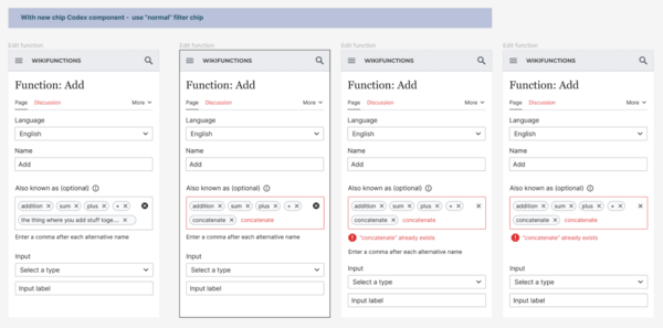 A screenshot of various test cases when using the WikiLambda interface