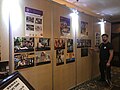 Long shot of the Wiki Loves Africa exhibition at Wikimania Cape Town, with Cornelius Kibelka.