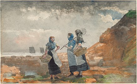 Three Fisher Girls, Tynemouth, watercolor on paper 1881, National Gallery of Art, Washington D.C.