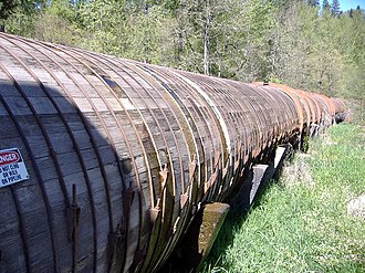 A wood stave pipeline for a hydropower application. WoodstavePipe.JPG