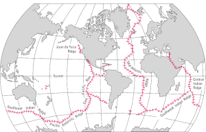 The Ocean Ridge, the world's longest mountain range (chain) World Distribution of Mid-Oceanic Ridges.gif