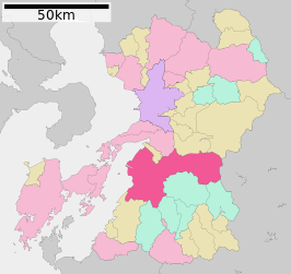Situering van Yatsushiro in de prefectuur Kumamoto