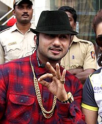 Yo Yo Honey Singh and Huma Qureshi at Celebrity Cricket League 2014 (cropped).jpg