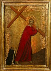 'Christ Bearing the Cross, with a Dominican Friar', tempera on panel, 1330-1350, Frick Collection 'Christ Bearing the Cross, with a Dominican Friar', tempera on panel painting by Barna da Siena , 1330-1350, Frick Collection.jpg