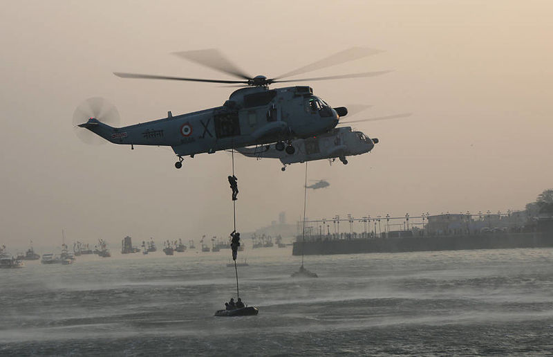 File:‘Op demo’ by the Indian Navy helicopters, MARCOS and Fast Interceptor Crafts at sea.jpg