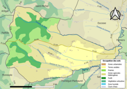 Barevná mapa znázorňující využití půdy.