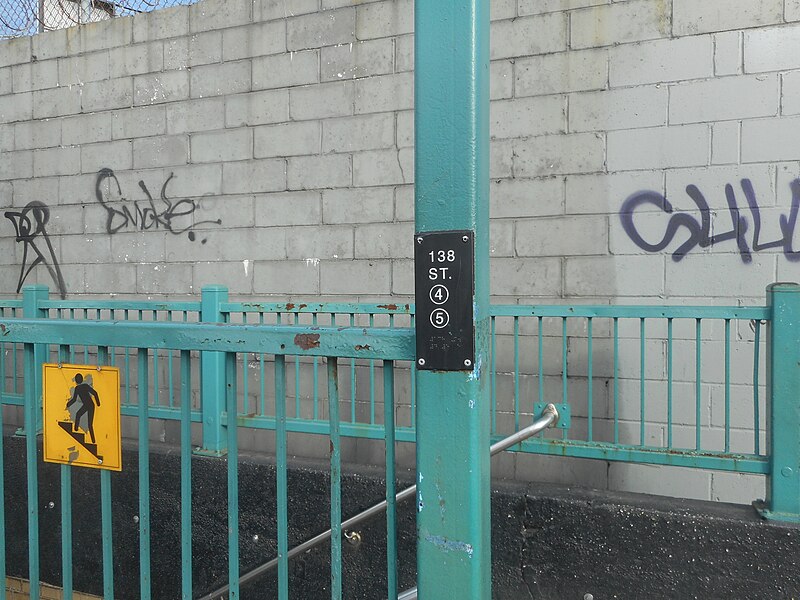 File:138th Street-Grand Concourse; IRT Jerome NE Entrance; Braille Sign.jpg