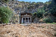 Telmessos rock cut rombs in Fethiye.Photograph taken in Fethiye in 2019 by John Lubbock.