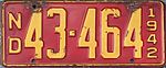 1942 Kuzey Dakota license plate.jpg