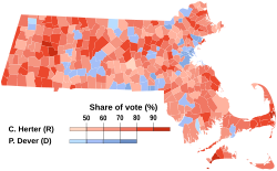 1952 Massachusetts gubernatorial election results map by municipality.svg