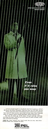 Advertisement for Zepel, the trade name used to market Teflon as a fabric treatment 1963 Zepel advertisement.jpg
