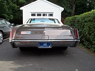 Cadillac Eldorado displaying a 1968 Nixon-Agnew bumper sticker 1968 Cadillac Eldorado Nixon - Flickr - That Hartford Guy.jpg