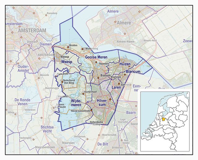 The Gooi en Vechtstreek region as it is currently defined by the Dutch government, 2017