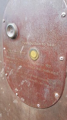 Close up of a sign describing exhibit of Drawing on the River at Cathedral Park, under the St. John's Bridge. 20170220HoagyMusicBoxCathPrk.jpg