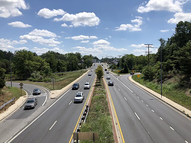 MD 26 eastbound viewed from I-695 in Lochearn