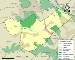 Kolorowa mapa przedstawiająca użytkowanie gruntów.