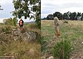 Dolmen links und Menhir Pierre levée rechts