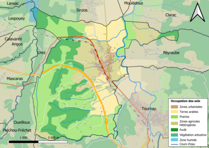 Barevná mapa znázorňující využití půdy.